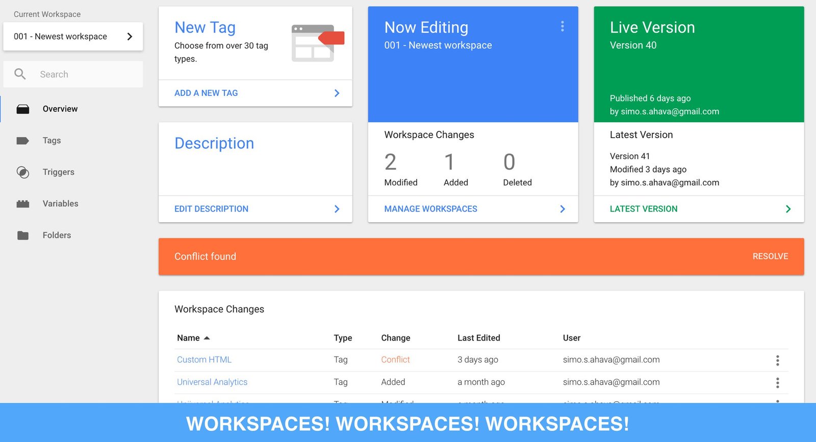 Dashboard do Google Tag Manager